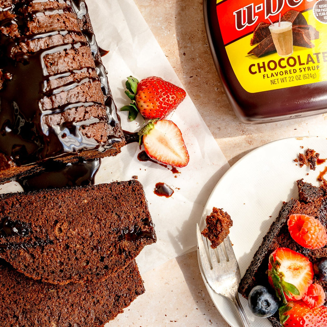 U-bet Chocolate Drizzled Olive Oil Cake